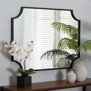 Parcenet Modern Black Finished Metal Accent Wall Mirror