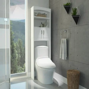 Over The Toilet Cabinet Valentia, Three Shelves, White Finish